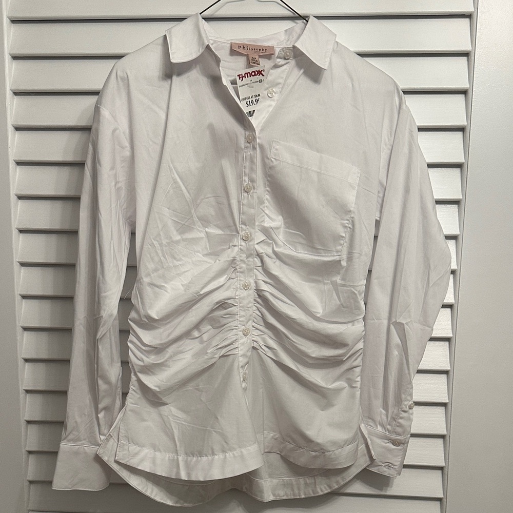 Philosophy Crisp White Collared Shirt
